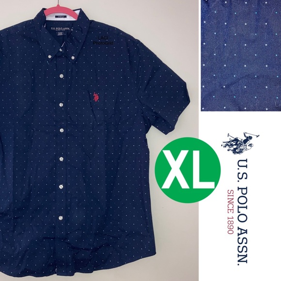 XL Vintage U.S. Polo Assn Short Sleeve Button Down Collar - Picture 2 of 13